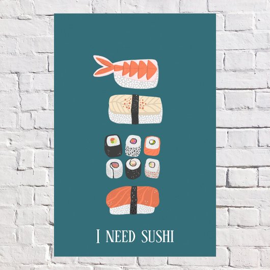 Japanse aangepaste tekst Sushi Poster