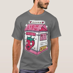 Japanse aardbeienmelk Drink Kawaii Manga Anime T-shirt