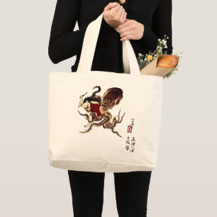 Japanse Abalone-duiker en octopusvechten Grote Tote Bag