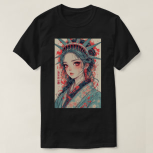 Japanse Anime Dame Liberty Anime Meisje Fantasy Ku T-shirt