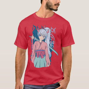 Japanse Anime Demon Samurai Ninja Girl Katana Swo T-shirt