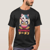 Japanse anime kat eten Ramen noedels T-shirt (Voorkant)