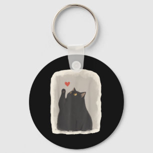 Japanse Anime Lieve Kat Hart Kawaii Zwarte Kat Har Sleutelhanger