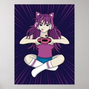 Japanse Anime Manga Gamer Video Game Girl Kawaii Poster