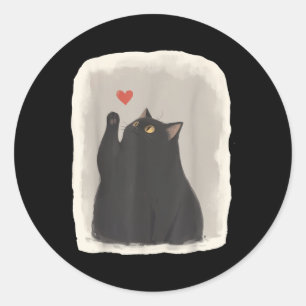 Japanse Anime Schattigee Kat Hart Kawaii Zwarte Ka Ronde Sticker