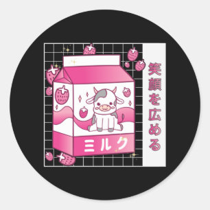 Japanse Anime Strawberry Milk Carton Cute Koe Ronde Sticker