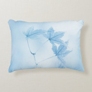 Japanse apelbladeren in blauw decoratief kussen