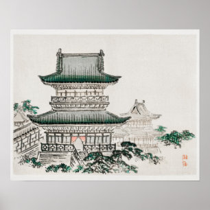 Japanse architectuur door Kono Bairei (1844-1895) Poster