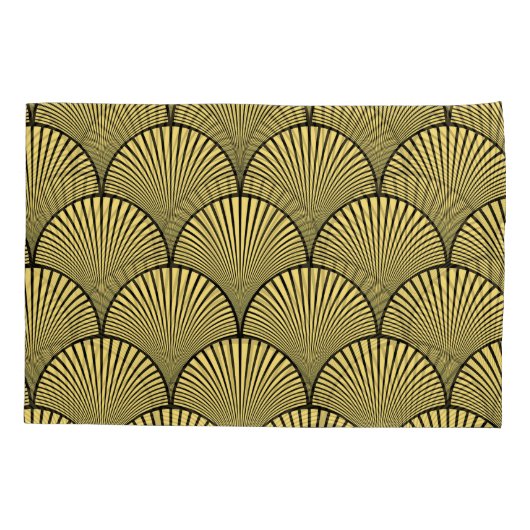 Japanse Art Deco: Zwart Goud Ontwerp Kussensloop (Achterkant)