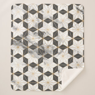 Japanse Asanoha: Gouden Marmeren Patroon. Sherpa Deken