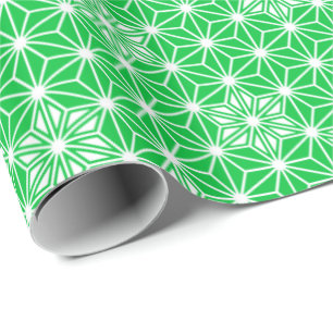 Japanse Asanoha of Star Pattern, jade groen Cadeaupapier