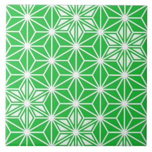 Japanse Asanoha of Star Pattern, jade groen Tegeltje