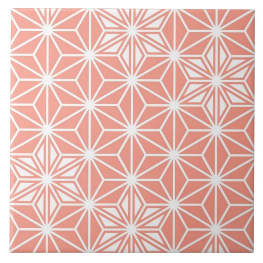 Japanse Asanoha of Star Pattern, koraalroze Tegeltje (Voorkant)