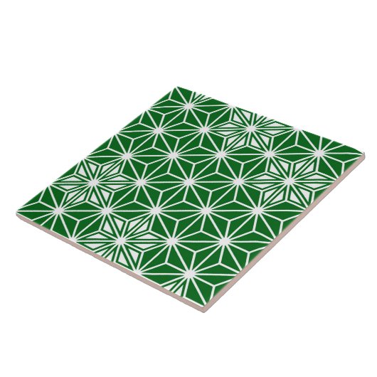 Japanse Asanoha of Star Pattern, pijngroen Tegeltje (Zijkant)
