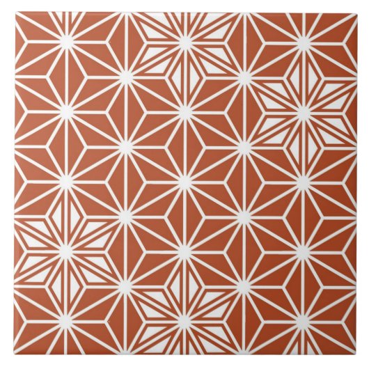 Japanse Asanoha of Star Pattern, terracotta Tegeltje (Voorkant)