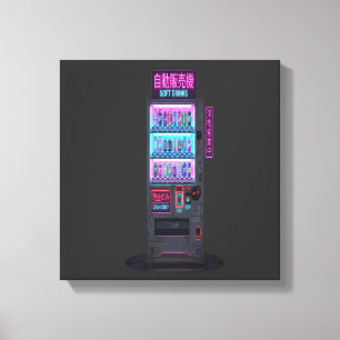 Japanse automaat cyberpunk pixel art canvas afdruk