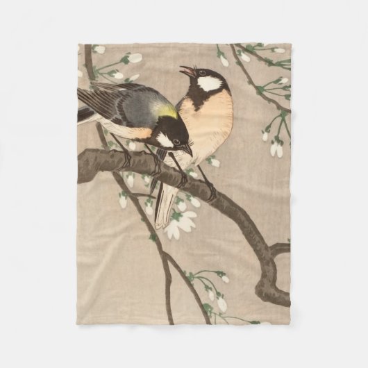 Japanse Aziatische Koson Bird Chickadee Songbird Fleece Deken (Voorkant)