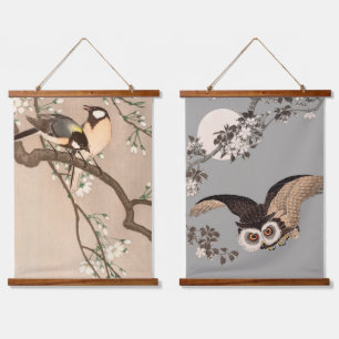 Japanse Aziatische Koson Bird Chickadee Songbird Hangend Wandkleed