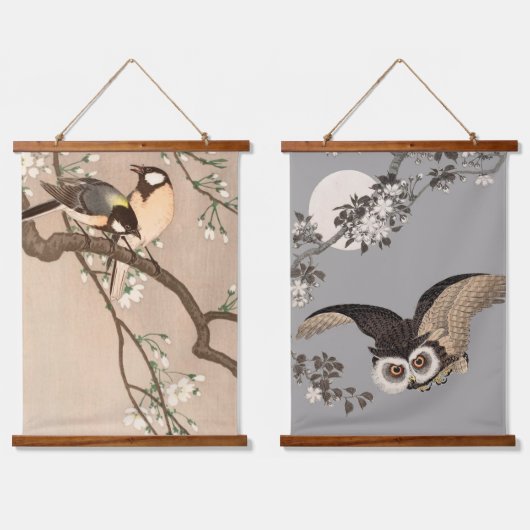 Japanse Aziatische Koson Bird Chickadee Songbird Hangend Wandkleed (Dubbel)