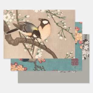 Japanse Aziatische Koson Bird Chickadee Songbird Inpakpapier Vel