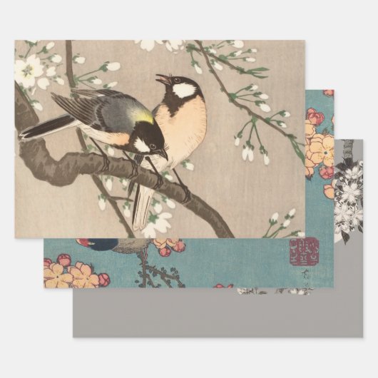 Japanse Aziatische Koson Bird Chickadee Songbird Inpakpapier Vel (Set)