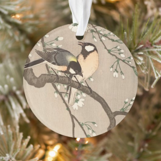 Japanse Aziatische Koson Bird Chickadee Songbird Ornament (Boom)