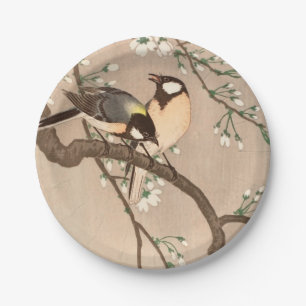 Japanse Aziatische Koson Bird Chickadee Songbird Papieren Bordje