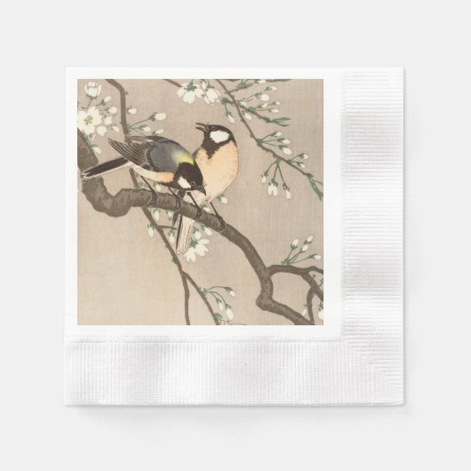 Japanse Aziatische Koson Bird Chickadee Songbird Servet (Voorkant)