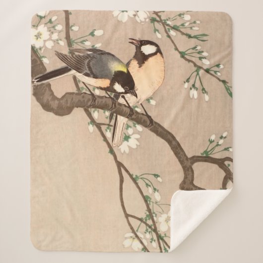 Japanse Aziatische Koson Bird Chickadee Songbird Sherpa Deken (Voorkant)