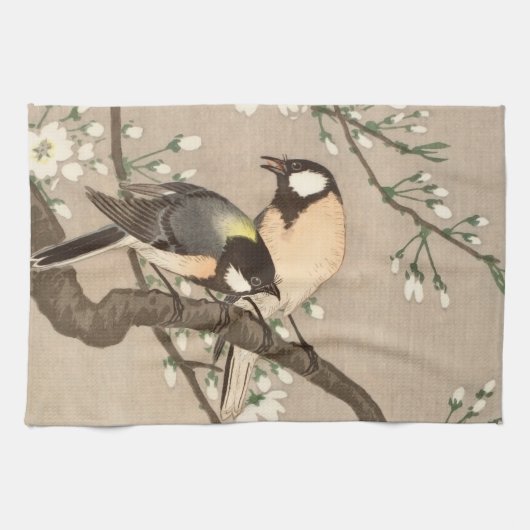 Japanse Aziatische Koson Bird Chickadee Songbird Theedoek (Horizontaal)