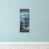 Japanse Aziatische Kunst Hakone Lake in Moonlight Canvas Afdruk (Insitu (Houten vloer))