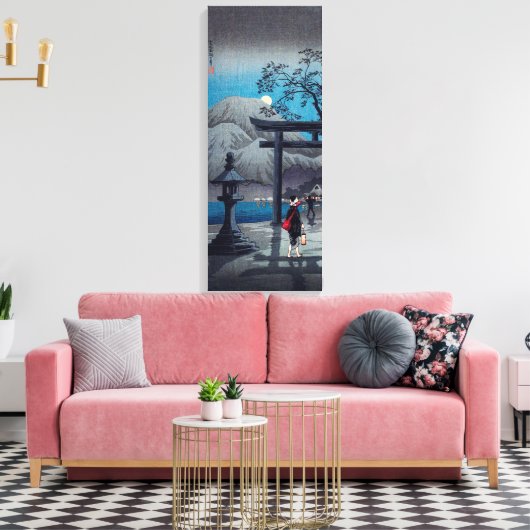 Japanse Aziatische Kunst Hakone Lake in Moonlight Canvas Afdruk (Insitu (Woonkamer))