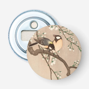 Japanse Aziatische Ohara Koson Vogel Mees Zangvoge Button Flesopener