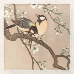 Japanse Aziatische Ohara Koson Vogel Mees Zangvoge Glazen Onderzetter