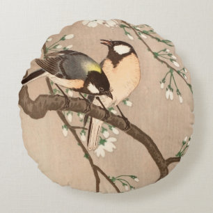 Japanse Aziatische Ohara Koson Vogel Mees Zangvoge Rond Kussen