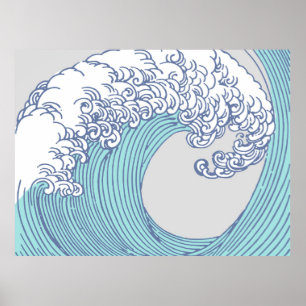 Japanse Aziatische Surf Golf Art Ocean Kunst Poster