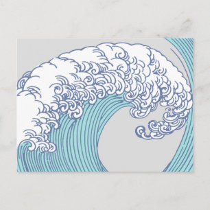Japanse Aziatische Surf Golve Art Ocean Art Briefkaart