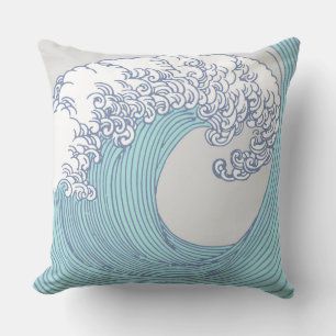 Japanse Aziatische Surf Golve Art Ocean Art Buitenkussen