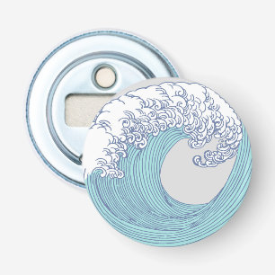 Japanse Aziatische Surf Golve Art Ocean Art Button Flesopener