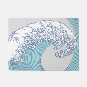 Japanse Aziatische Surf Golve Art Ocean Art Deurmat
