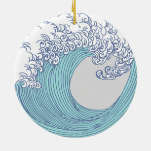 Japanse Aziatische Surf Golve Art Ocean Art Keramisch Ornament
