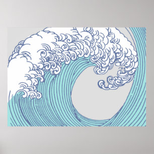 Japanse Aziatische Surf Golve Art Ocean Art Poster