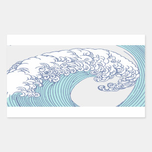 Japanse Aziatische Surf Golve Art Ocean Art Rechthoekige Sticker