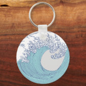Japanse Aziatische Surf Golve Art Ocean Art Sleutelhanger (Voorkant)