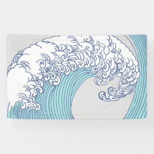 Japanse Aziatische Surf Golve Art Ocean Art Spandoek