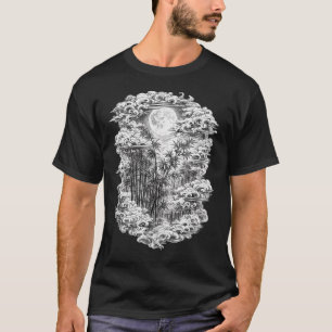 Japanse Bamboebos T-Shirt Volle Maan Ukiyo-e