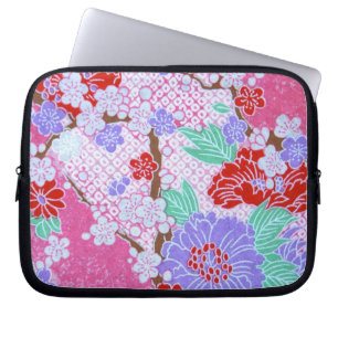 Japanse beschermhoes van het Sakura-patroontaptime Laptop Sleeve