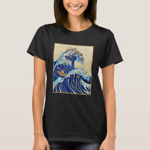 Japanse Big Wave of Cats Surfing Kanagawa Wave Vi T-shirt