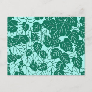 Japanse bladprint, turquoise en aqua briefkaart