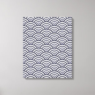 Japanse Blauwe Golven Seigaiha Zee Canvas Afdruk